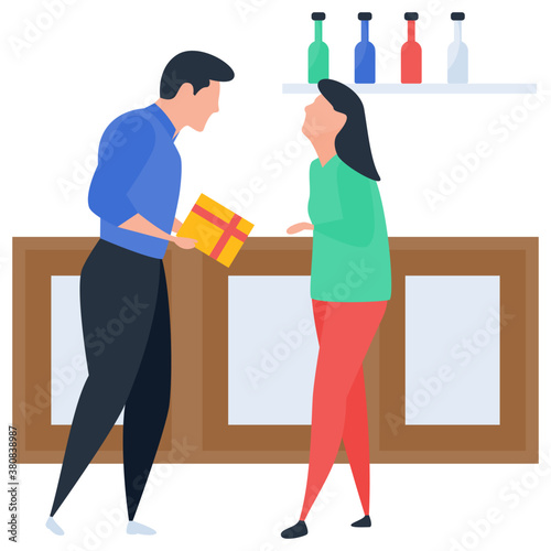 
Romantic date illustration in flat design 
