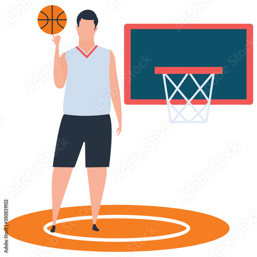 
Basketball player icon, isometric design.
