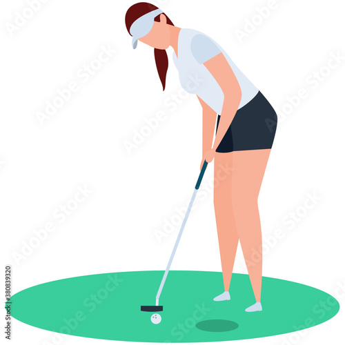 
Golf player icon in isometric vector design.
