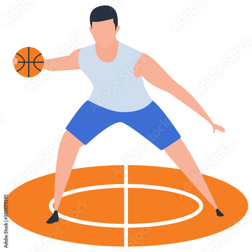 
Basketball player icon, isometric design.
