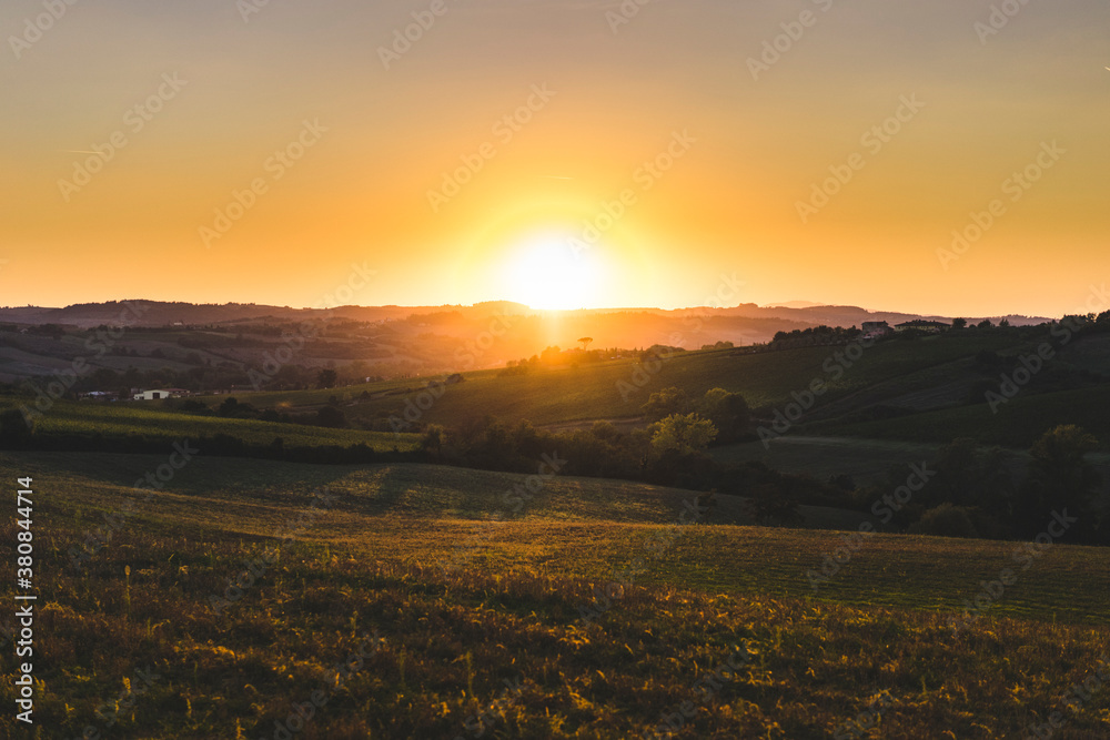 sunset on Tuscany countryside sunset on Tuscany countryside