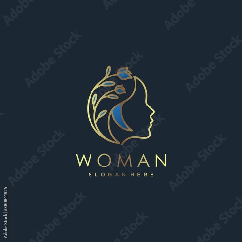 Woman logo with modern golden gradient style, beauty, luxury, Premium Vector part 1