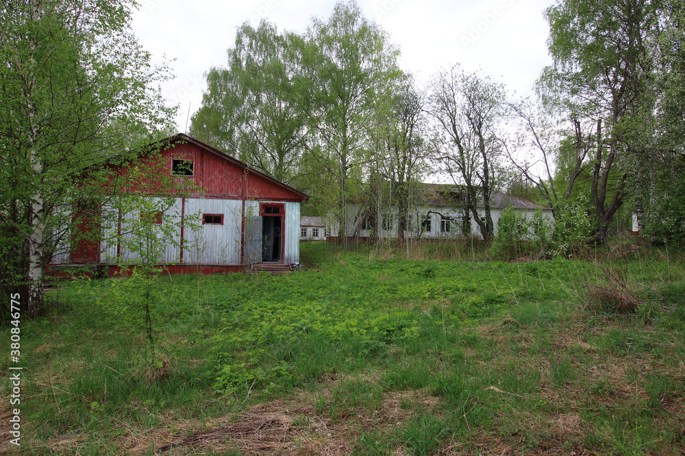 Obraz premium abandoned children's camp building and territory