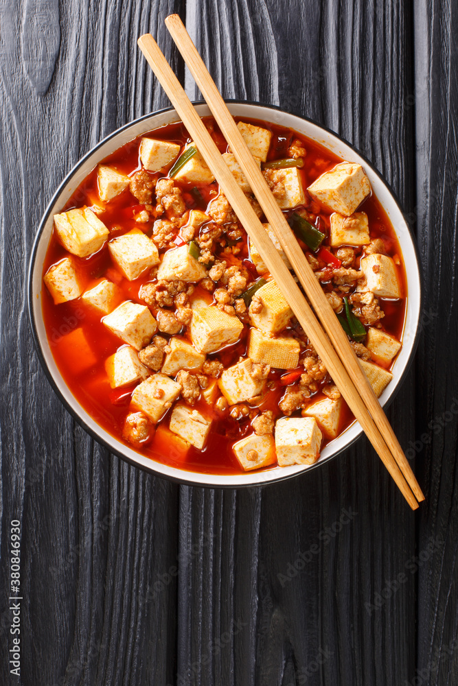 Mapo Tofu classic recipe consists of silken tofu, ground pork