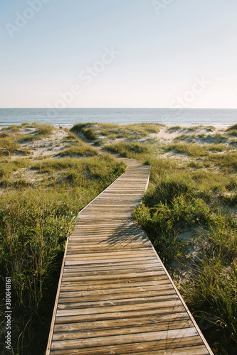 Boardwalk to Beach on Fall Afternoon photo