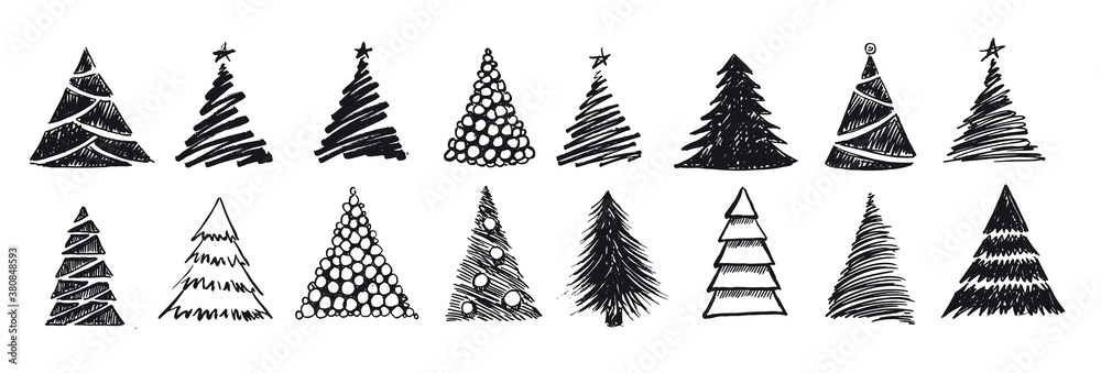 Naklejka Christmas tree design, vector set.