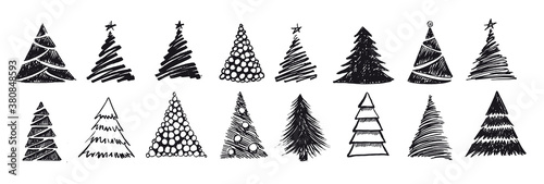 Christmas tree design, vector set.