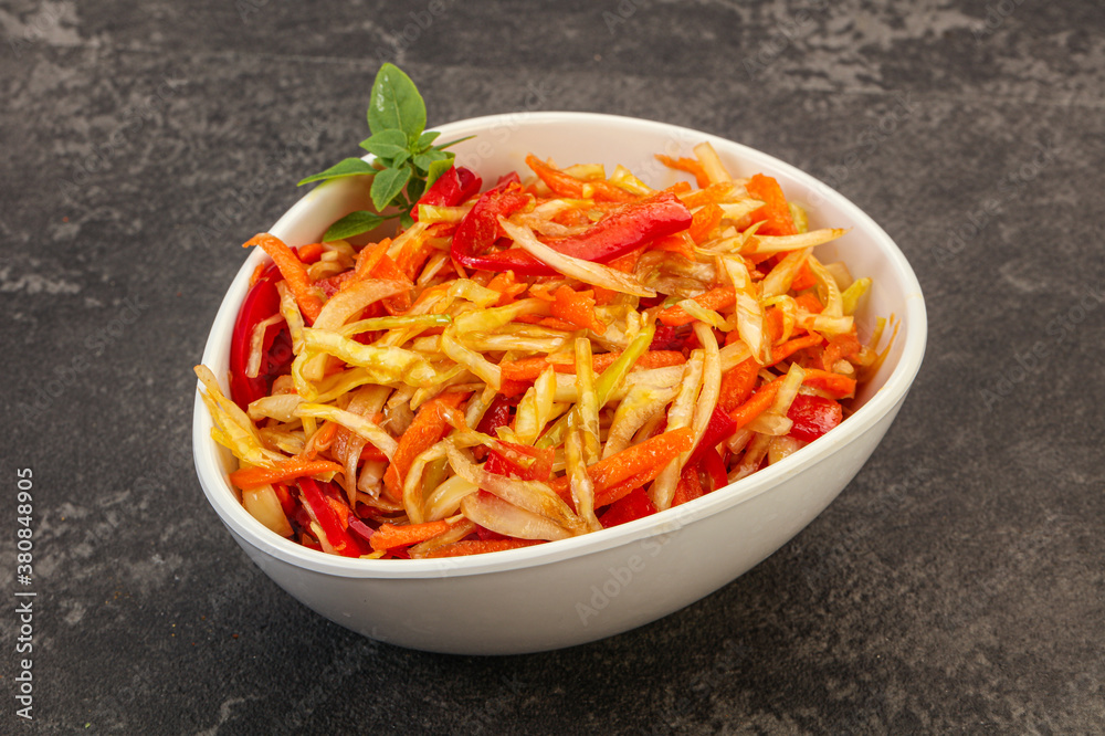 Cabbage salad with carrot and pepper