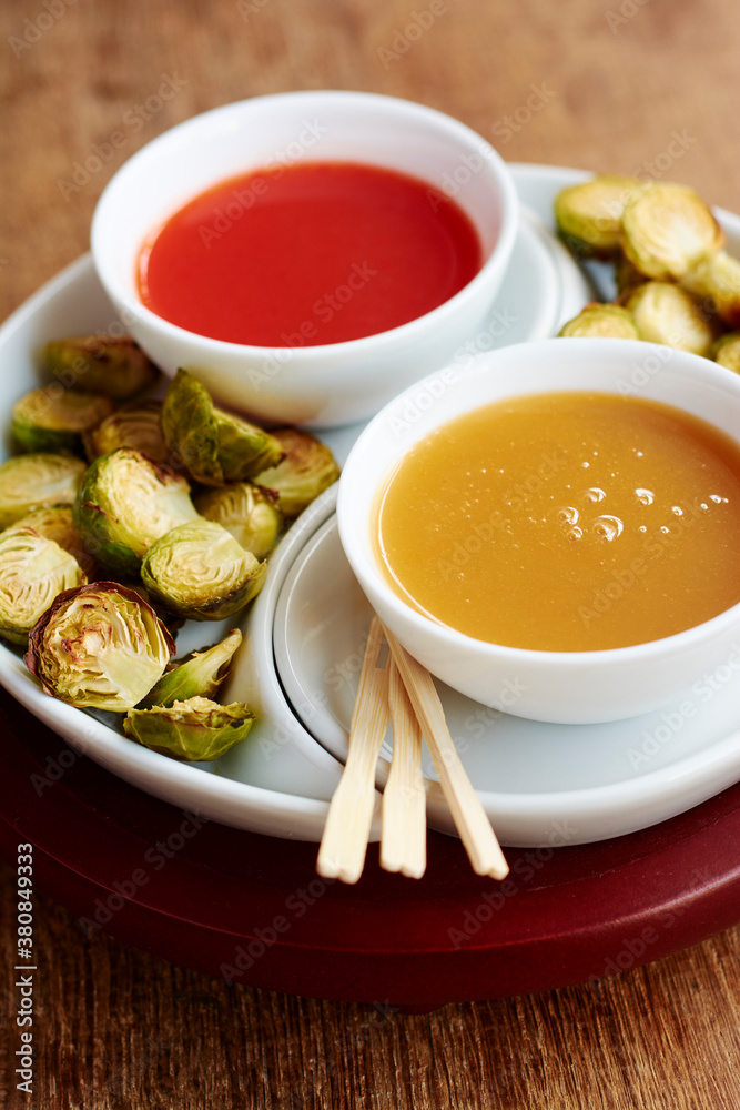 Roasted Brussels Sprouts with 2 Dips Roasted Brussels Sprouts with 2 Dips