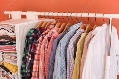 Clothes on hangers photo