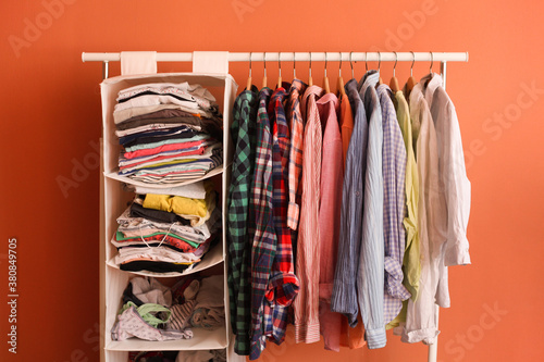 Clothes on hangers indoor