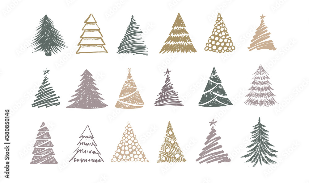 Obraz premium Christmas tree design, vector set.