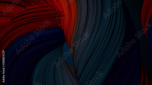 Colored twisted shape. Computer generated abstract hypnotic background. 3D render swirling lines photo