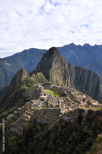 Machu Picchu, the ancient and lost city of the Incas, as seen in the early morning light