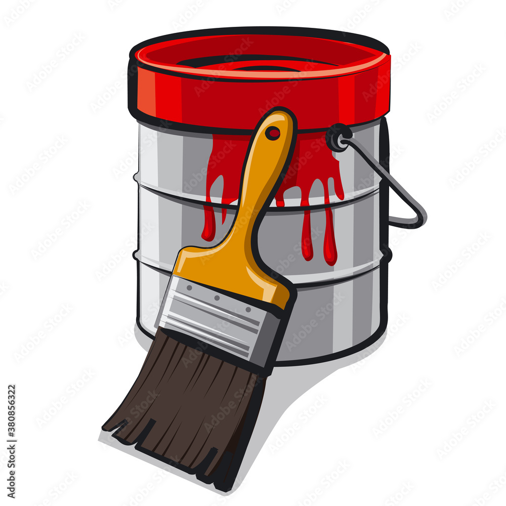 red paint bucket Stock Vector