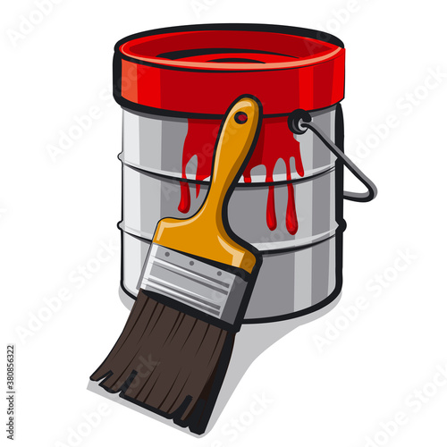 red paint bucket