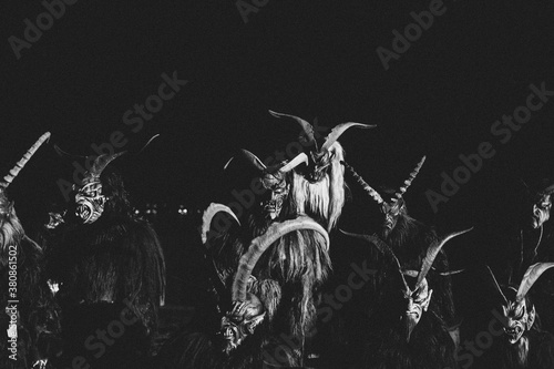 krampus pass in black and white