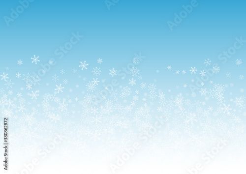 White Snow Vector Blue Background. Light Snowfall 