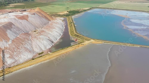 Salt mountains near the city of Soligorsk. Mountains of products for the production of potash salt. Production of fertilizers for the Land. Belarus photo