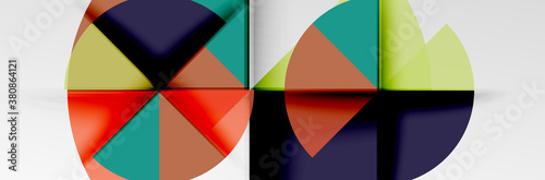 Free Download Bright color circles, abstract round shapes and triangles composition with shadow effects. Vector modern geometric design template - GFXLoad
