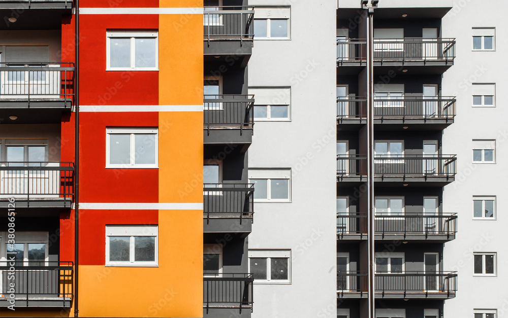 Buildings Facade in housing blocks in perspective. Buildings Facade in housing blocks in perspective.