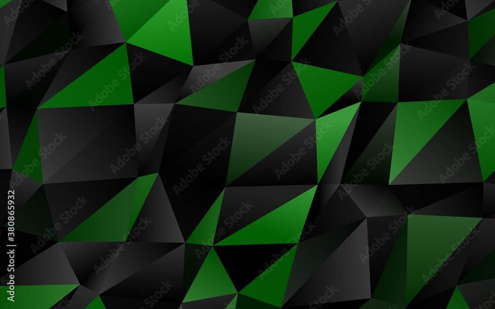 Dark Green vector triangle mosaic cover. An elegant bright illustration with gradient. New texture for your design. Dark Green vector triangle mosaic cover. An elegant bright illustration with gradient. New texture for your design.