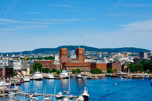 Oslo. Norway. The view from the sea.
 Oslo is a major port and capital of Norway. Located deep in the easy-to-navigate Oslo fjord.