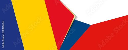 Romania and Czech Republic flags, two vector flags.