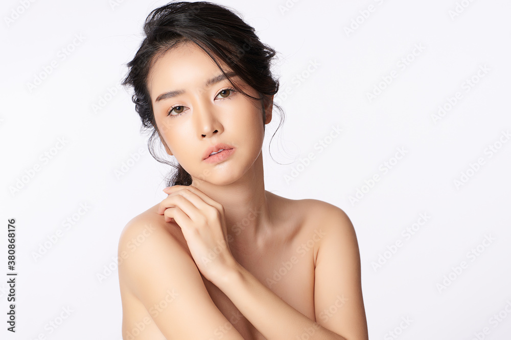 Beautiful young asian woman with clean fresh skin on white background, Face care, Facial treatment, Cosmetology, beauty and spa, Asian women portrait Beautiful young asian woman with clean fresh skin on white background, Face care, Facial treatment, Cosmetology, beauty and spa, Asian women portrait