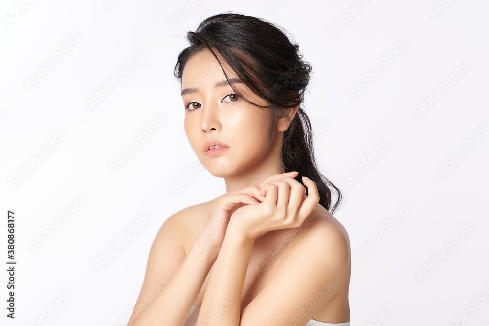 Beautiful young asian woman with clean fresh skin on white background, Face care, Facial treatment, Cosmetology, beauty and spa, Asian women portrait Beautiful young asian woman with clean fresh skin on white background, Face care, Facial treatment, Cosmetology, beauty and spa, Asian women portrait