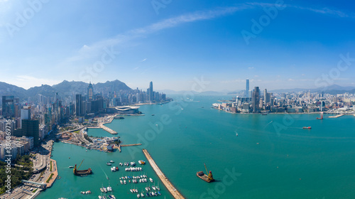 Hong Kong island and Kowloon landscape 
