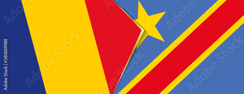 Romania and DR Congo flags  two vector flags.