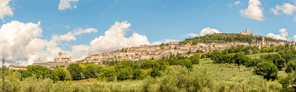 Panoramic view at the Assisi town in Italy,Umbria