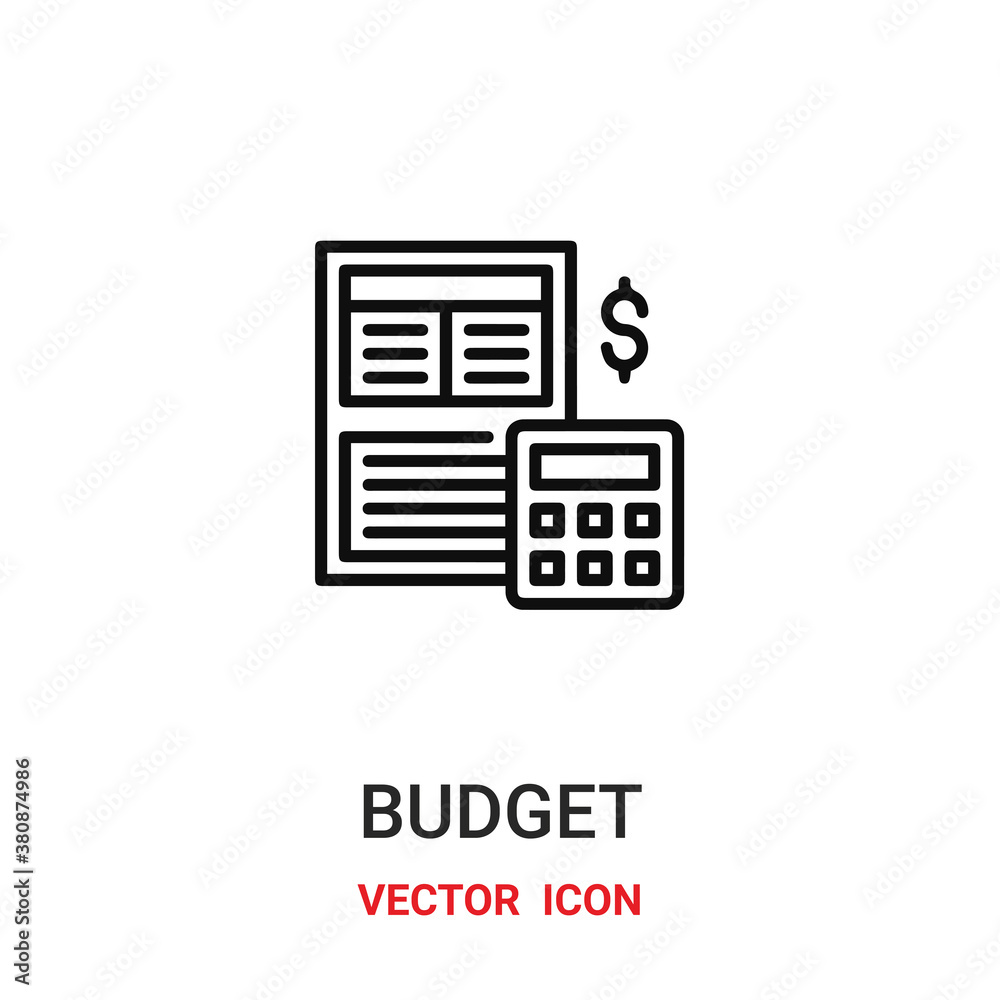 Budget vector icon. Modern, simple flat vector illustration for website or mobile app. Financial calculation symbol, logo illustration. Pixel perfect vector graphics Budget vector icon. Modern, simple flat vector illustration for website or mobile app. Financial calculation symbol, logo illustration. Pixel perfect vector graphics