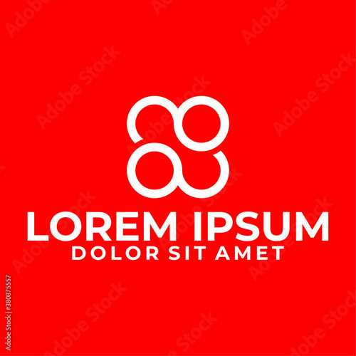 Initial letter a logo template with moba rounded line art symbol in flat design monogram illustration