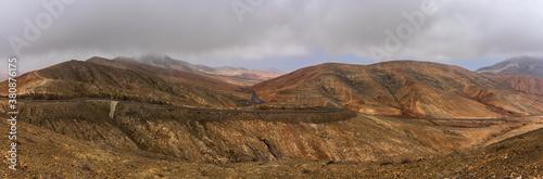 Panoramic view of mountain landscape view from Astronomical viewpoint Sicasumbre (Mirador Astronomico De Sica Sumbre). Fuerteventira. Canary Islands. Spain. photo