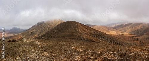 Panoramic view of mountain landscape view from Astronomical viewpoint Sicasumbre (Mirador Astronomico De Sica Sumbre). Fuerteventira. Canary Islands. Spain. photo