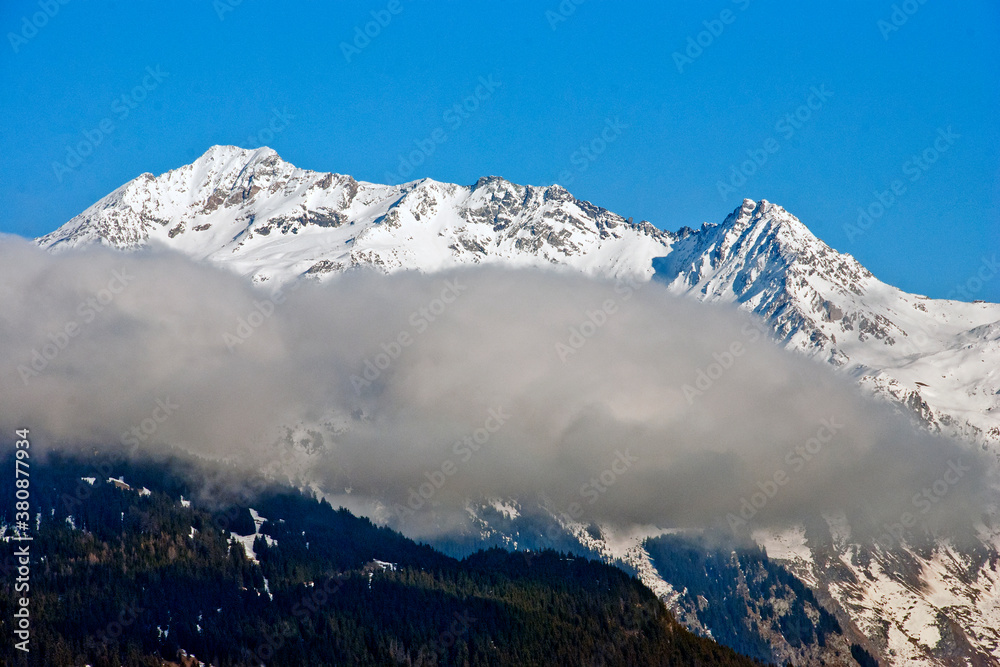 Mont Blanc from La Tania Courchevel 3 Valleys ski area French Alps France