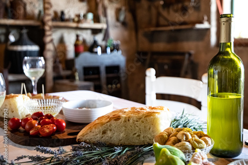 Wallpaper Mural Bread and wine, a traditional Croatian lunch with local products in a village near Split Torontodigital.ca