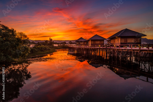 Sunset over Inle Lake, Myanmar photo