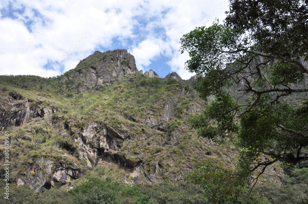 The mountains near Machu Picchu, as seen from a valley below The mountains near Machu Picchu, as seen from a valley below