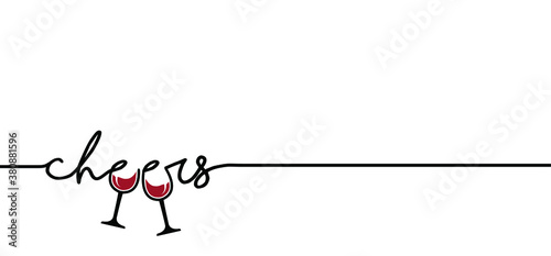 Slogan cheers with glass. Wine party with group of friends, Enjoy and chill, just relax. Funny vector toasting quotes Happy weekend concept for birthday celebrate or dance festival events. Salut.
