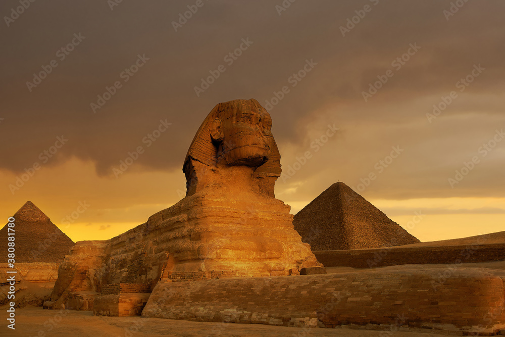 Sunset at the Spinx and Pyramids, Giza, Egypt. Stock Photo | Adobe Stock