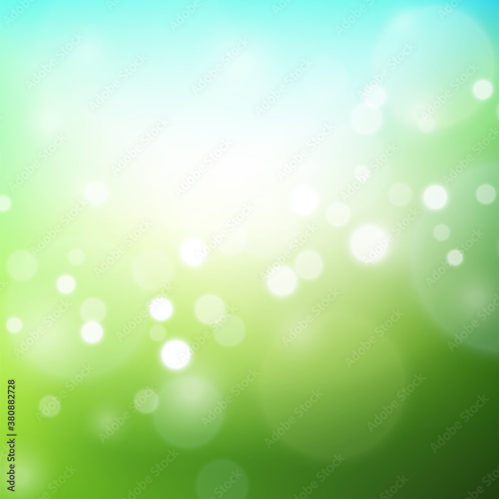 Fototapeta premium Nature soft gradient background with bokeh effect. Blurred smooth backdrop. Abstract ecology concept. Vector illustration for your graphic design, banner, wallpapers, poster, card, website 