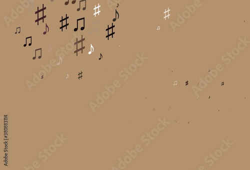 Light Pink, Yellow vector template with musical symbols.