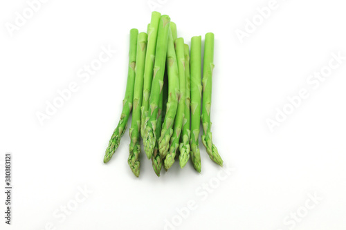 Green asparagus on a white background