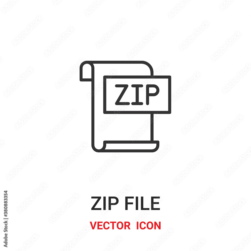 zip file icon vector symbol. zip file symbol icon vector for your design. Modern outline icon for your website and mobile app design.