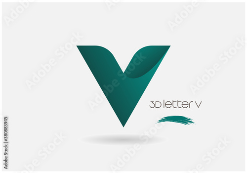 vector illustration of 3d creative alphabet letter V logo design isolated on white background