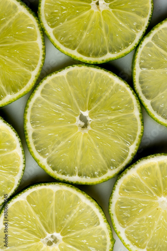 Cut Slices of Lime in Closeup