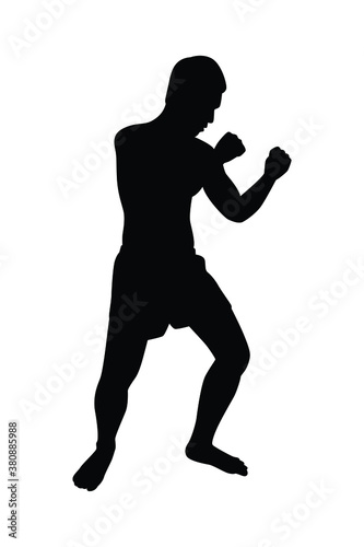 Thai boxer silhouette vector